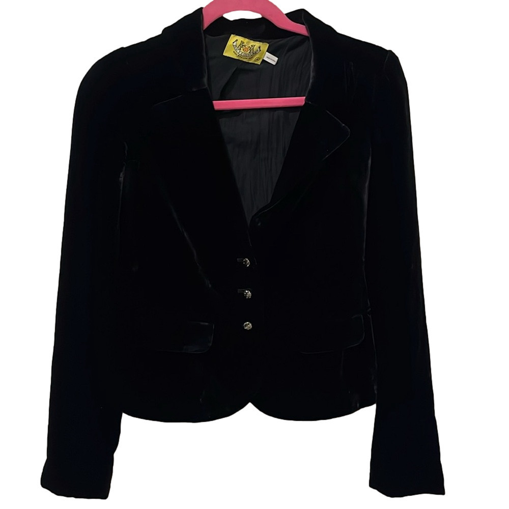 Juicy Couture vintage black velour blazer, size 4